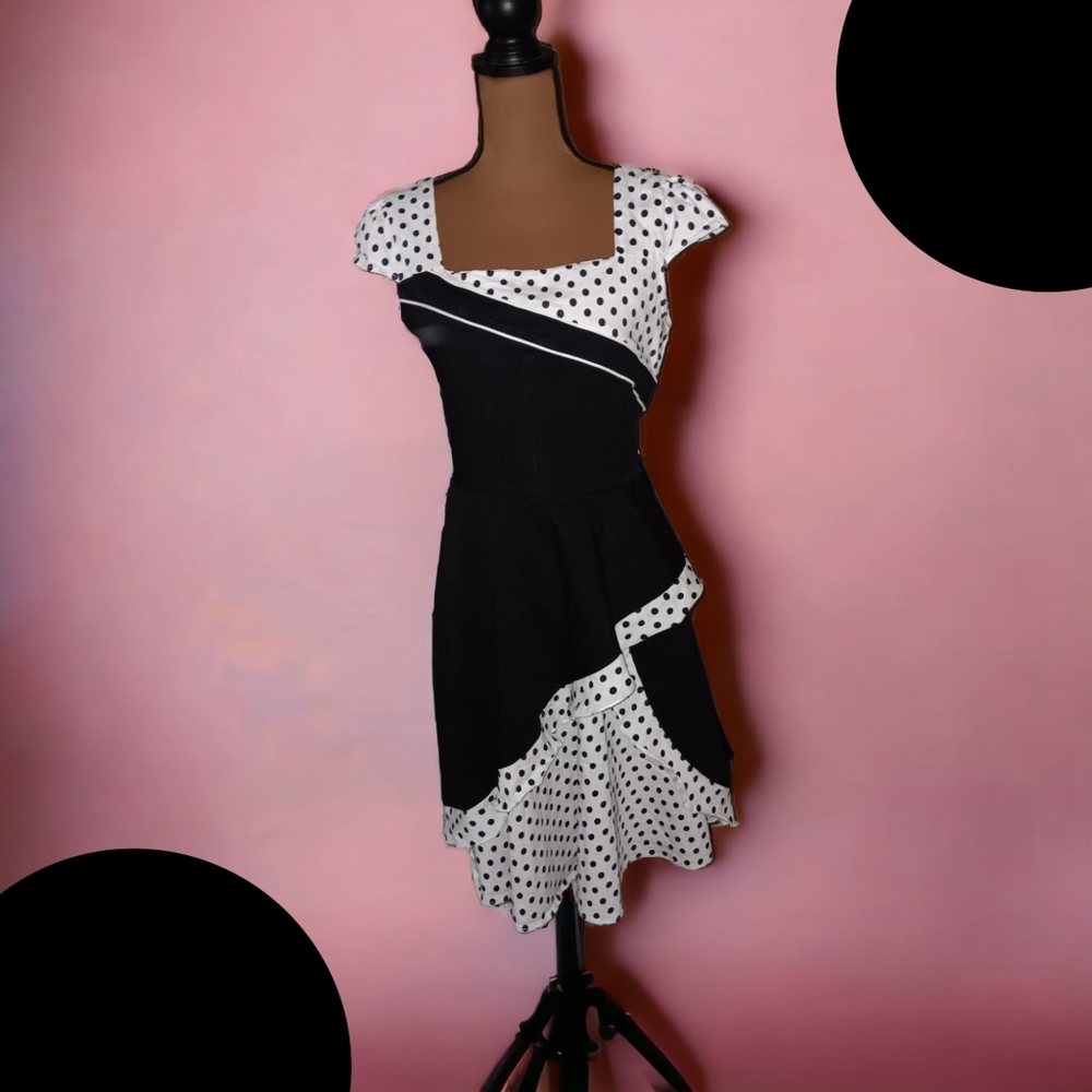 2/$35 Dressupgirls Women's White Polka Dots 1950s Vintage Swing Tea Party Dress